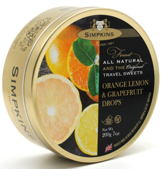 Simpkins Travel Sweets 200g - Orange, Lemon & Grapefruit