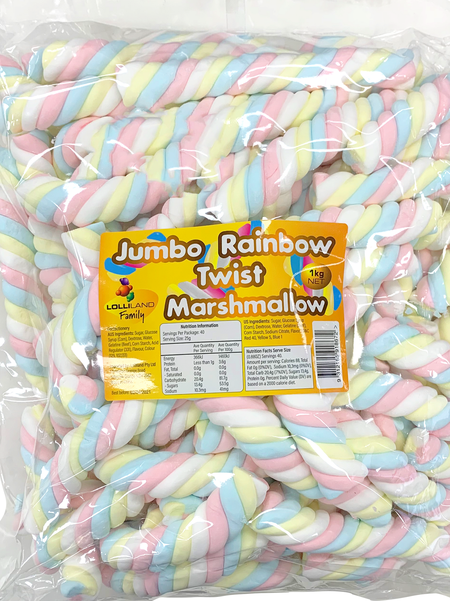 Jumbo Rainbow Twist Marshmallows