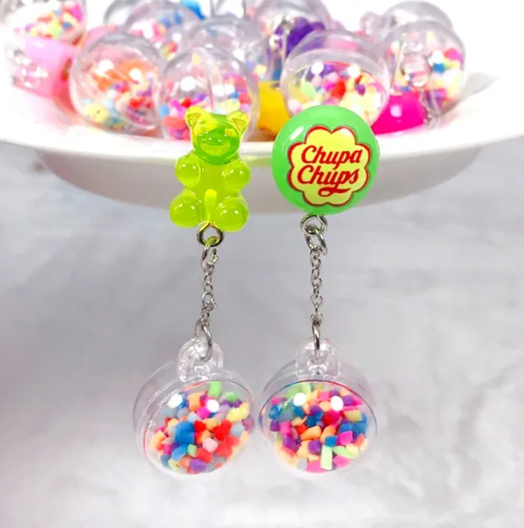 Earrings - Gummy Bear Chupa Dangling Ball