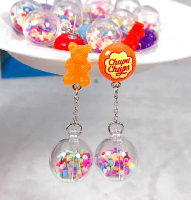 Earrings - Gummy Bear Chupa Dangling Ball