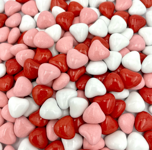 Candy Coated Choc Hearts Pink