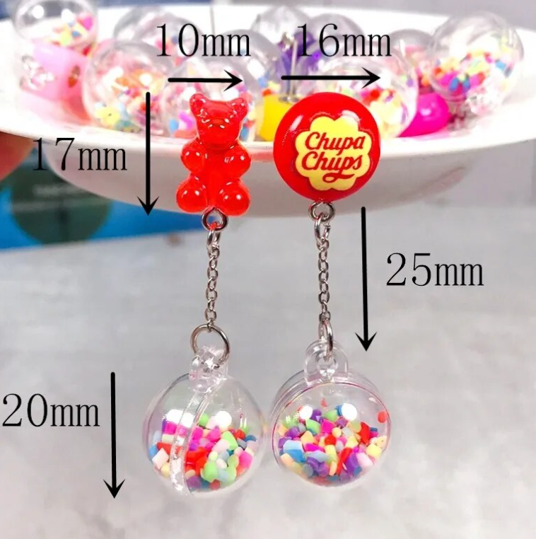 Earrings - Gummy Bear Chupa Dangling Ball