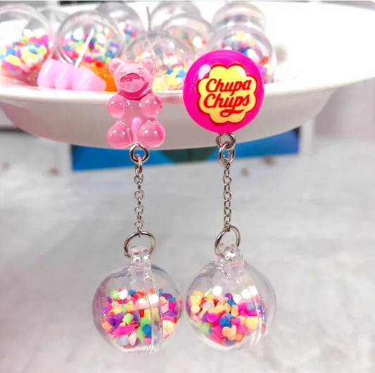 Earrings - Gummy Bear Chupa Dangling Ball