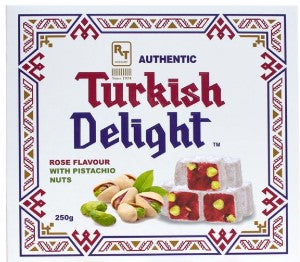 Authentic Turkish Delight - Rose Flavour with Pistachio Nuts 250g