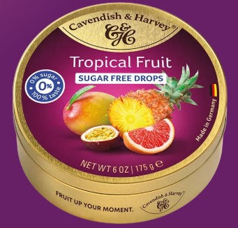 C & H Travel Sweets 175g - Tropical Fruit Drops - Sugar Free