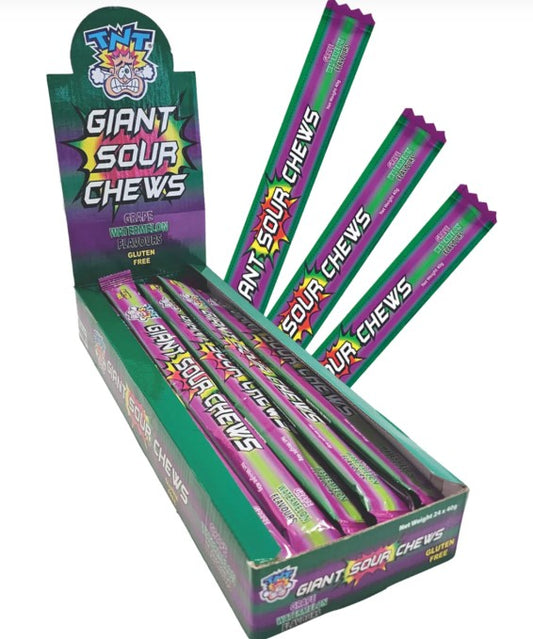 TNT - Giant Sour Chews Grape and Watermelon 40g