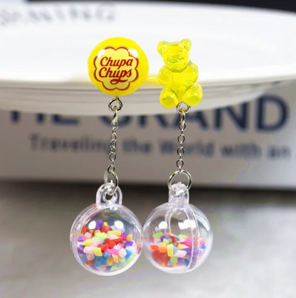 Earrings - Gummy Bear Chupa Dangling Ball