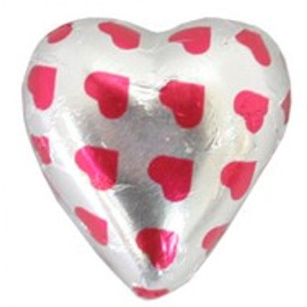 Chocolate Hearts Belgian - Silver with Pink Hearts
