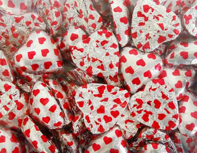 Chocolate Hearts Belgian - Silver with Pink Hearts